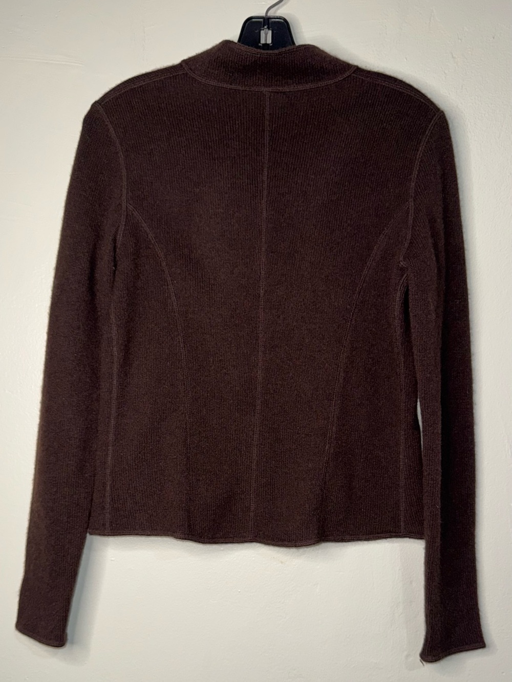 Leggiadro Dark Brown Snap-Front Knit Blazer with Patterned Lining - Picture 6 of 13